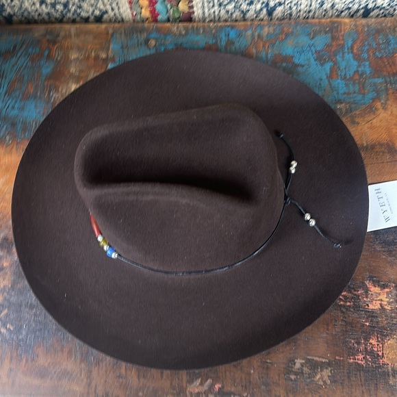 Wyeth brown wool hat with handmade removable hatband. New with tags.